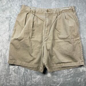 J.Crew Mens 36 Beige Pleated Chino Shorts Casual Classic